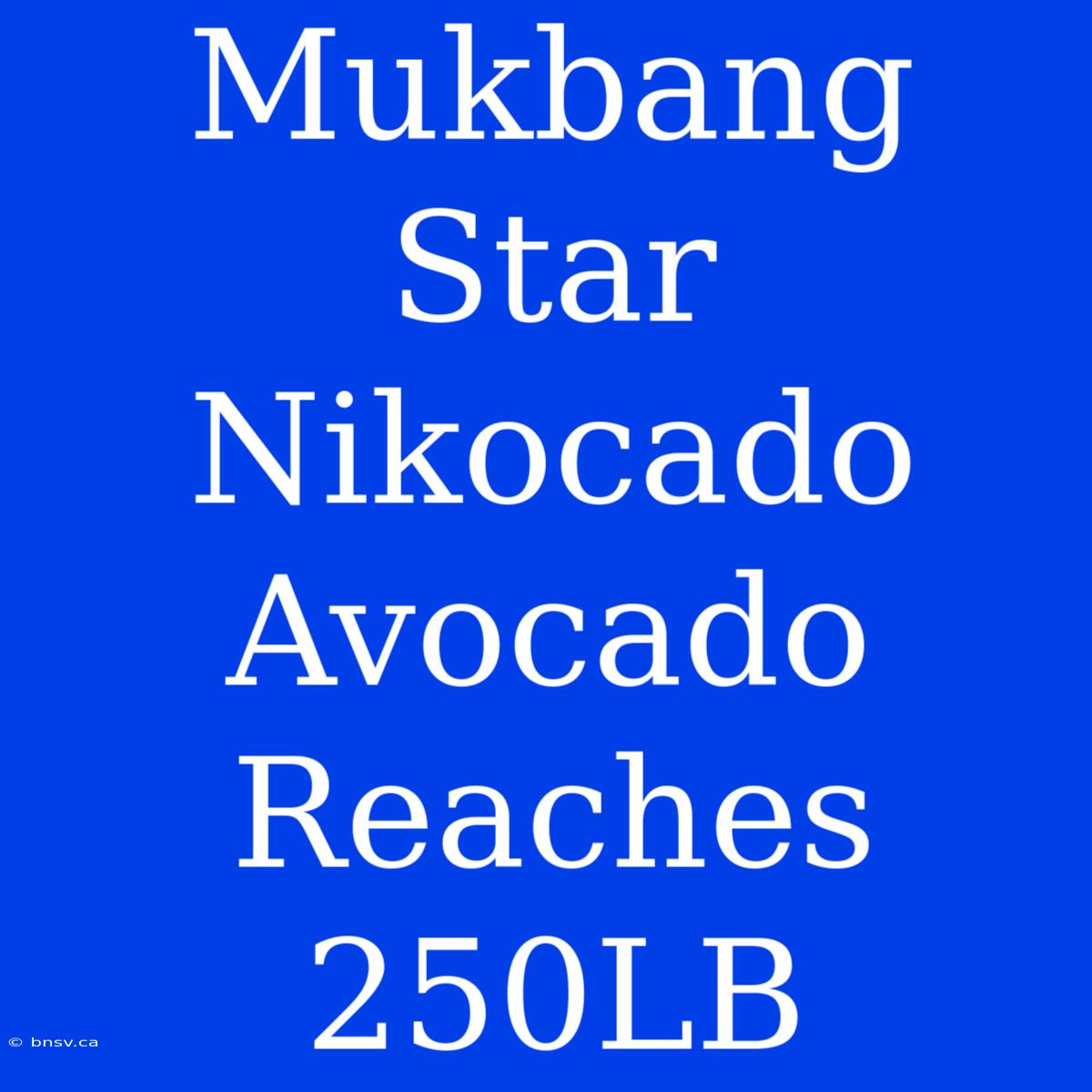 Mukbang Star Nikocado Avocado Reaches 250LB