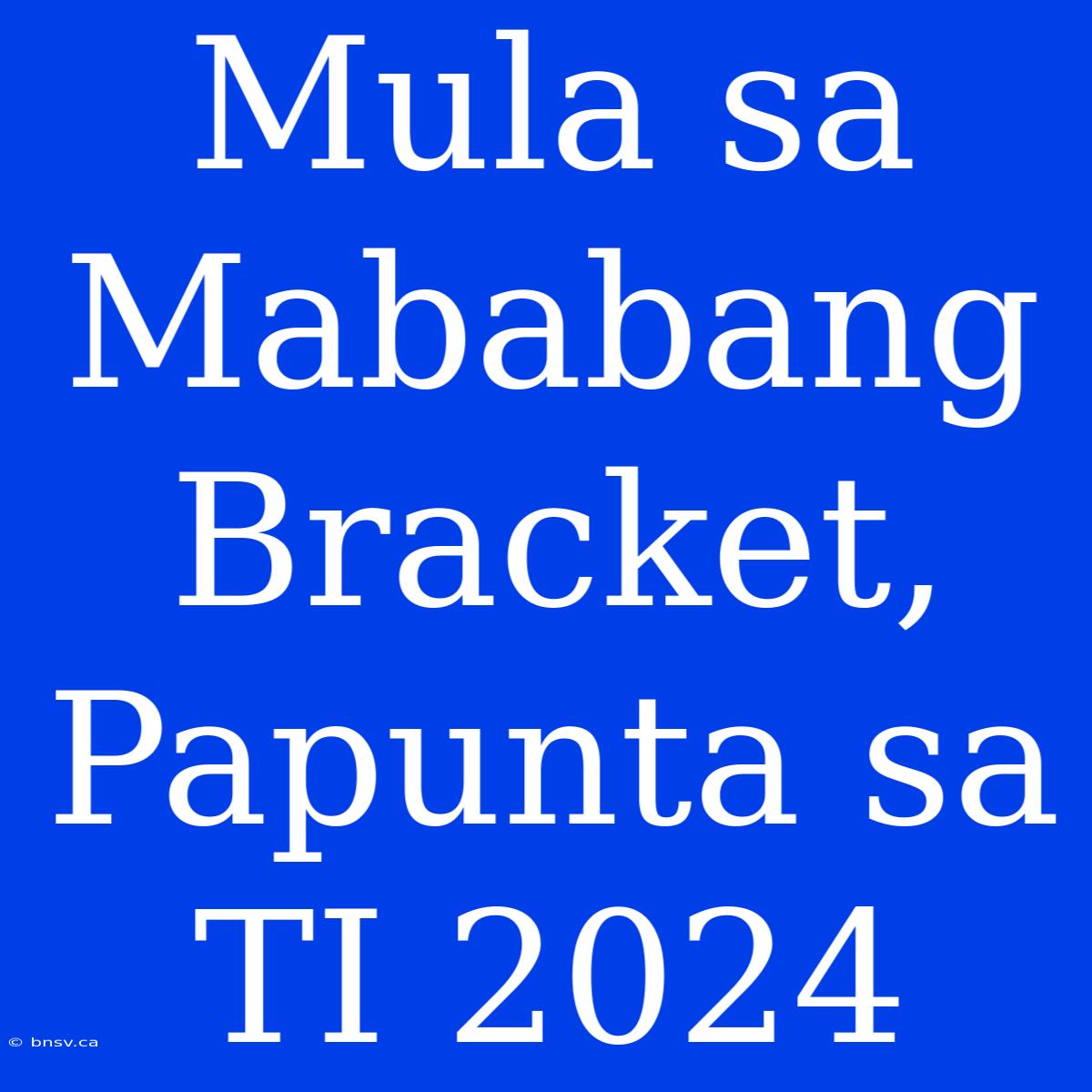 Mula Sa Mababang Bracket, Papunta Sa TI 2024