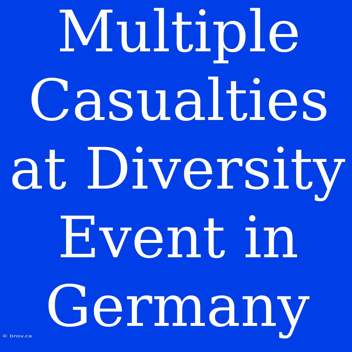 Multiple Casualties At Diversity Event In Germany