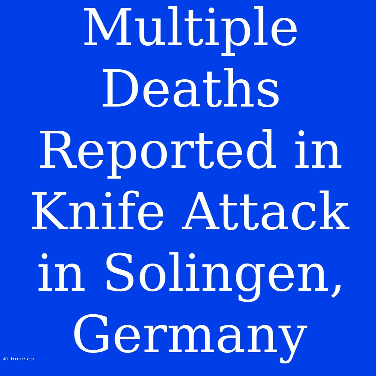 Multiple Deaths Reported In Knife Attack In Solingen, Germany