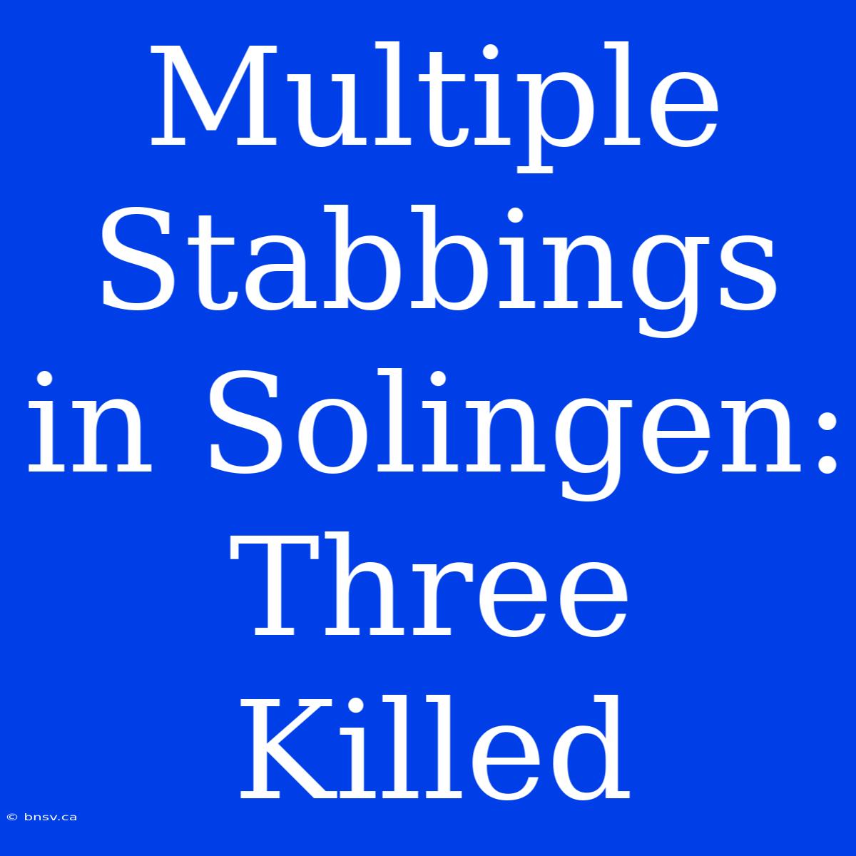 Multiple Stabbings In Solingen: Three Killed