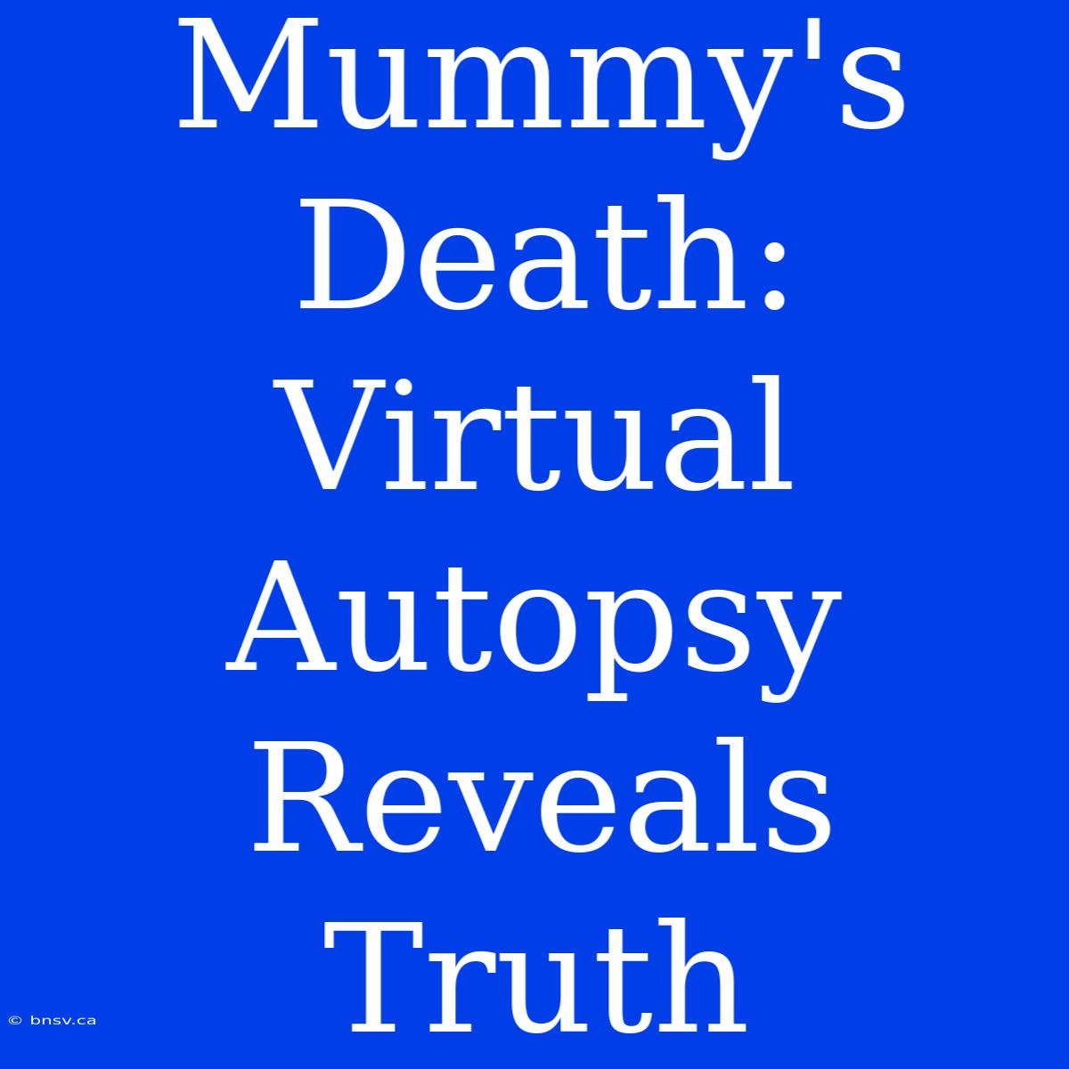 Mummy's Death: Virtual Autopsy Reveals Truth