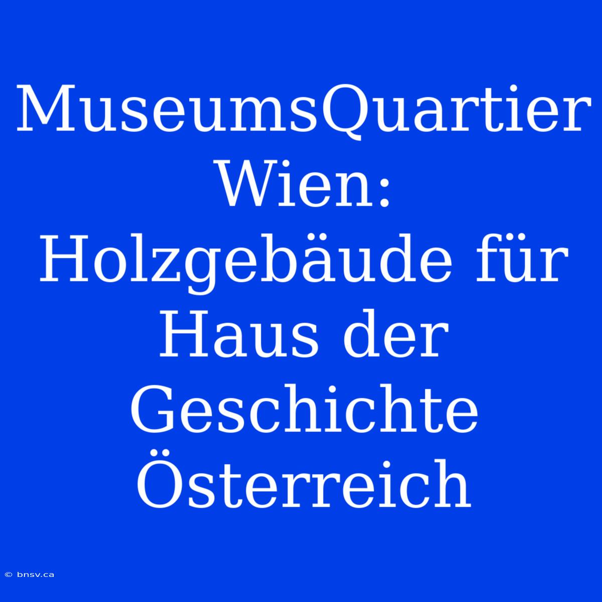 MuseumsQuartier Wien: Holzgebäude Für Haus Der Geschichte Österreich