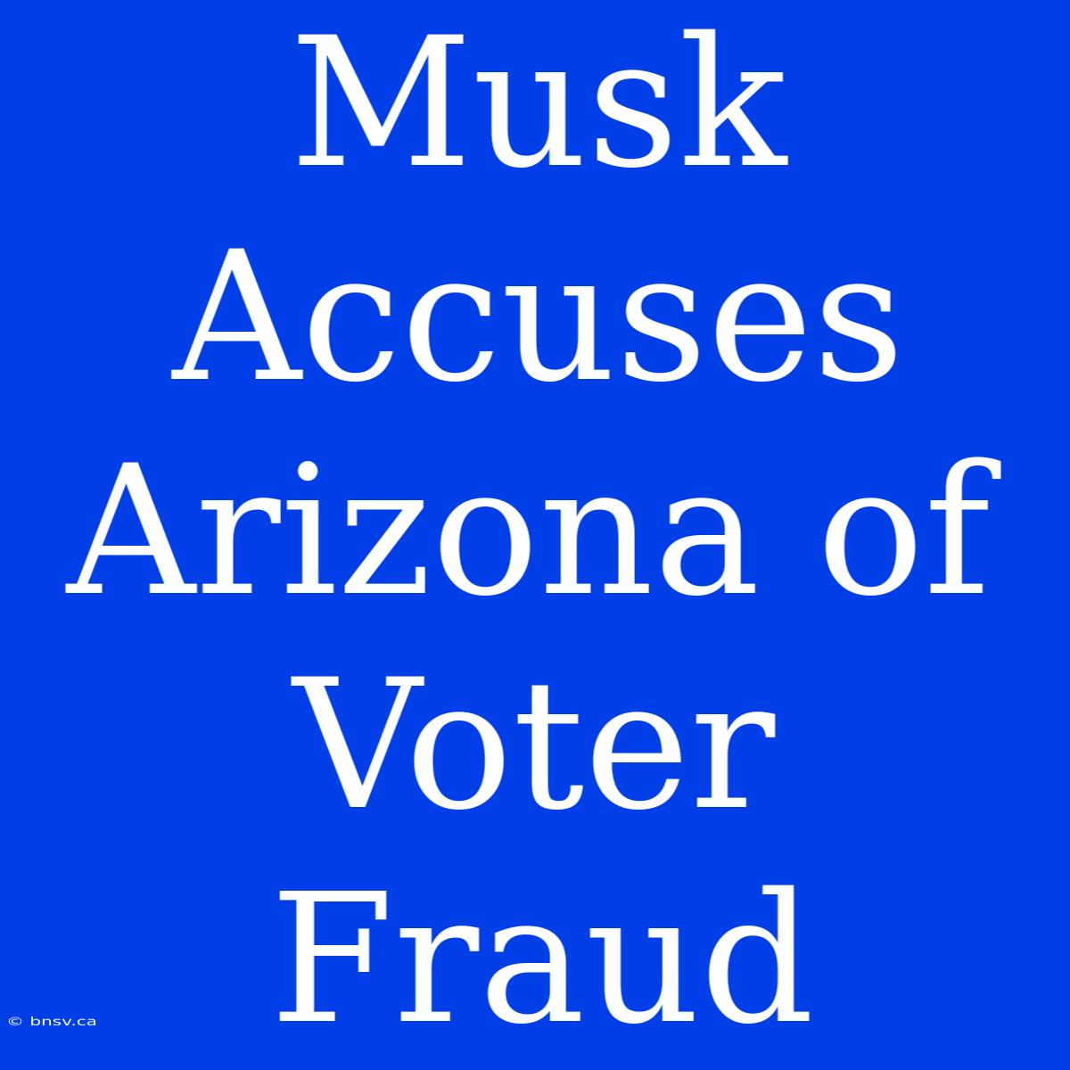 Musk Accuses Arizona Of Voter Fraud