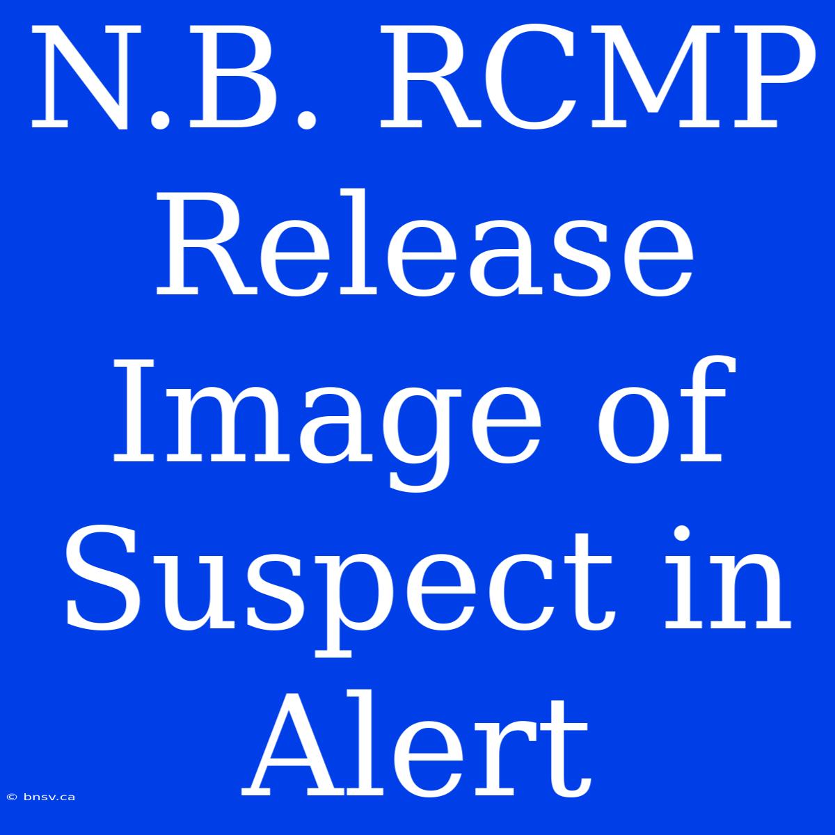 N.B. RCMP Release Image Of Suspect In Alert