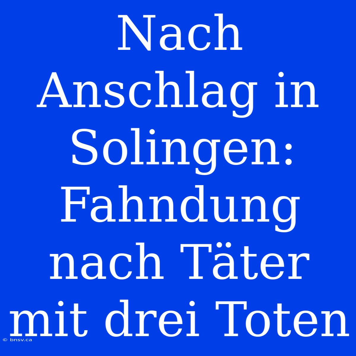 Nach Anschlag In Solingen: Fahndung Nach Täter Mit Drei Toten