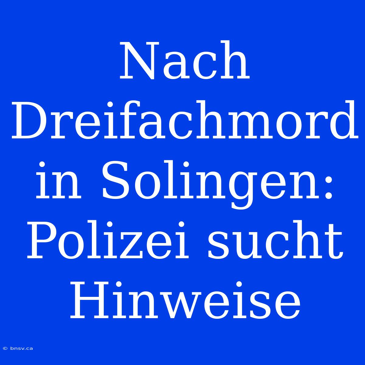 Nach Dreifachmord In Solingen: Polizei Sucht Hinweise