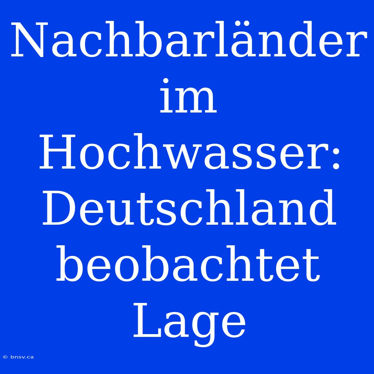 Nachbarländer Im Hochwasser: Deutschland Beobachtet Lage