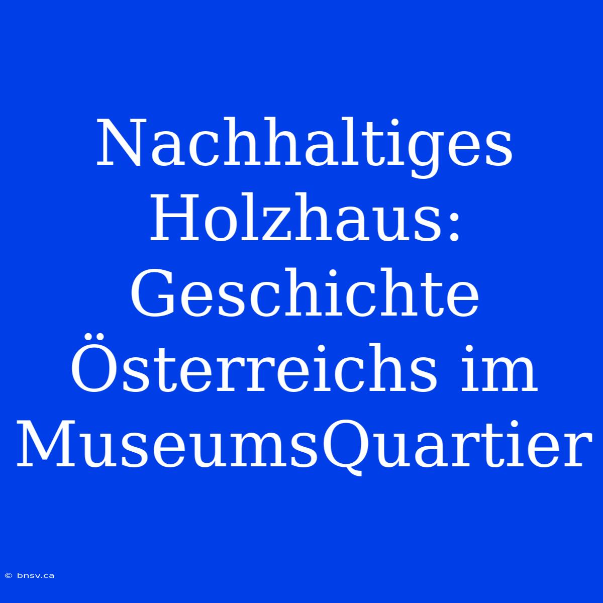 Nachhaltiges Holzhaus: Geschichte Österreichs Im MuseumsQuartier