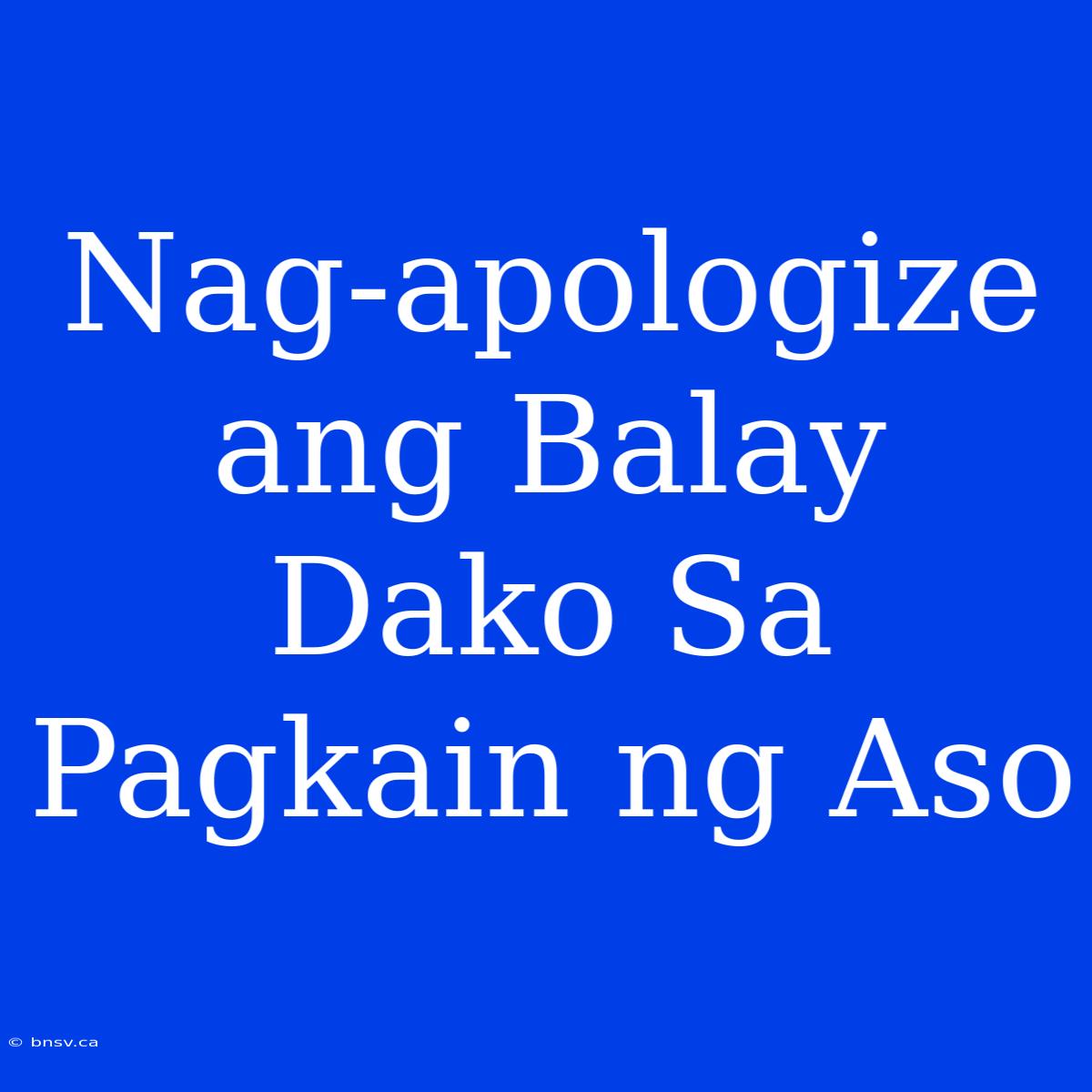 Nag-apologize Ang Balay Dako Sa Pagkain Ng Aso