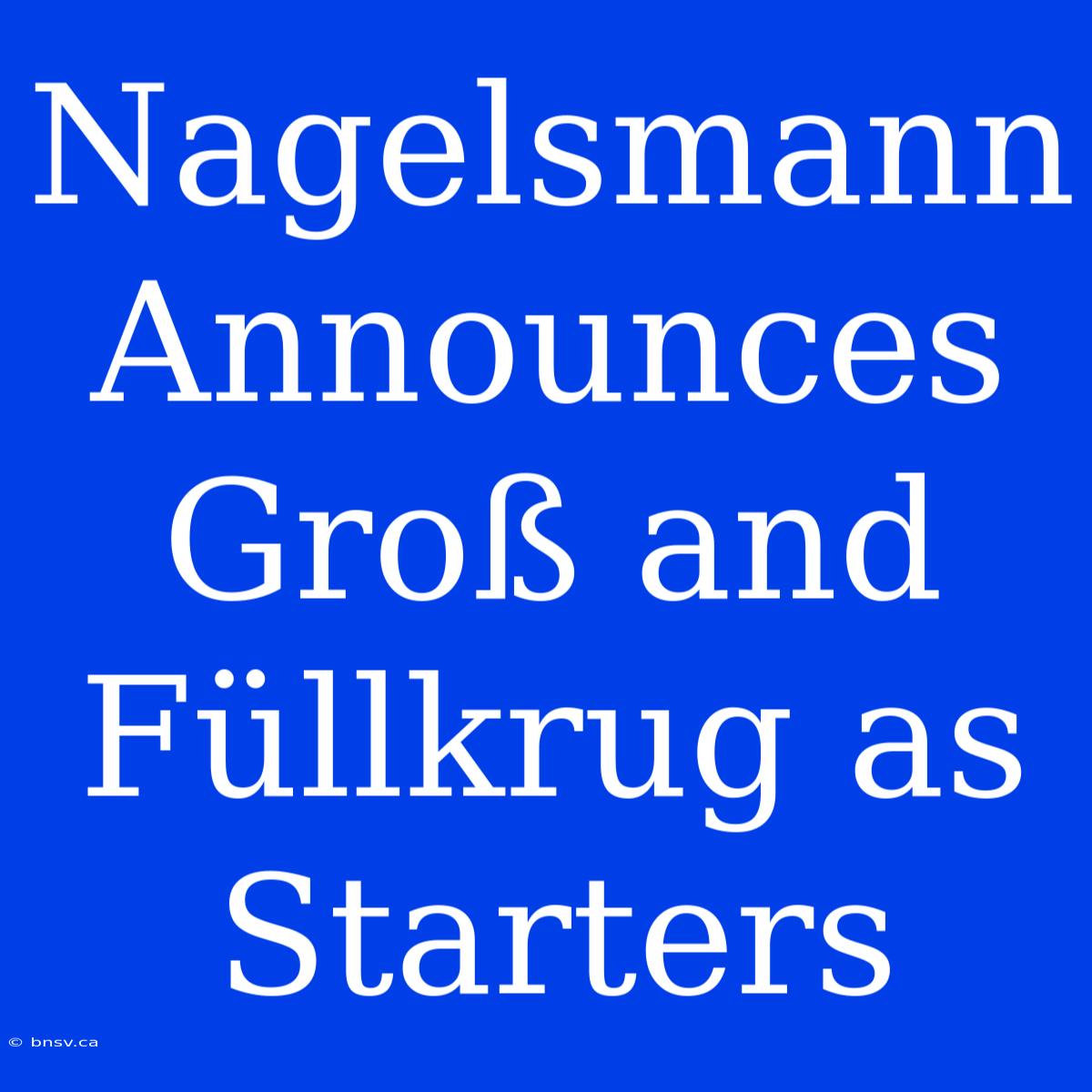 Nagelsmann Announces Groß And Füllkrug As Starters