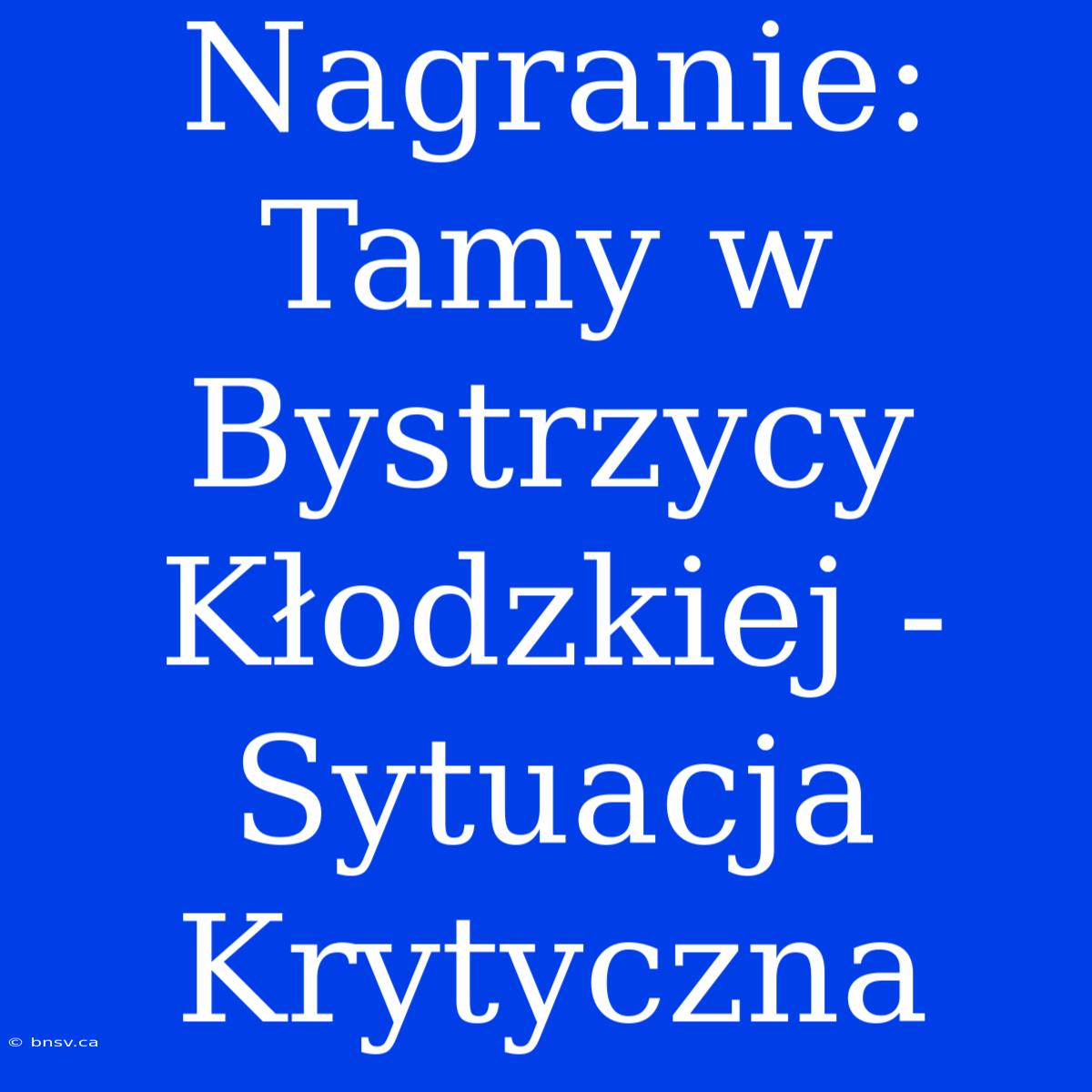 Nagranie: Tamy W Bystrzycy Kłodzkiej - Sytuacja Krytyczna