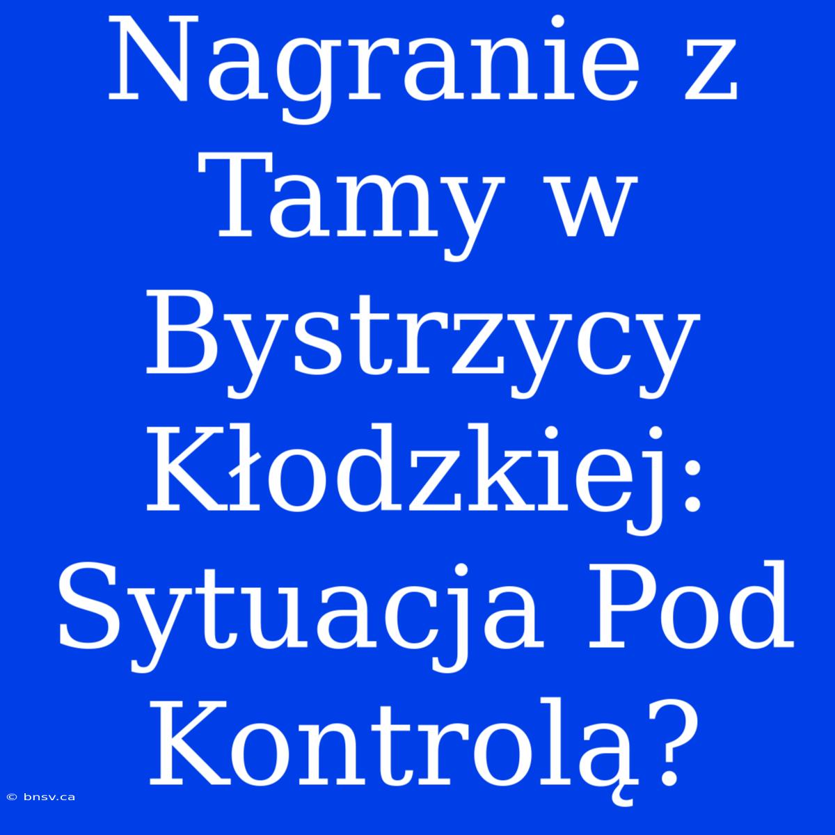 Nagranie Z Tamy W Bystrzycy Kłodzkiej: Sytuacja Pod Kontrolą?