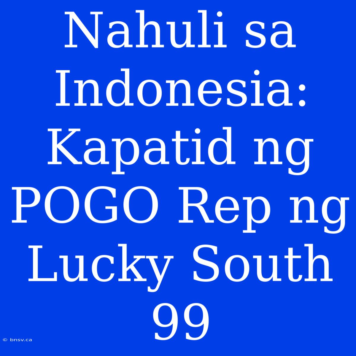 Nahuli Sa Indonesia: Kapatid Ng POGO Rep Ng Lucky South 99