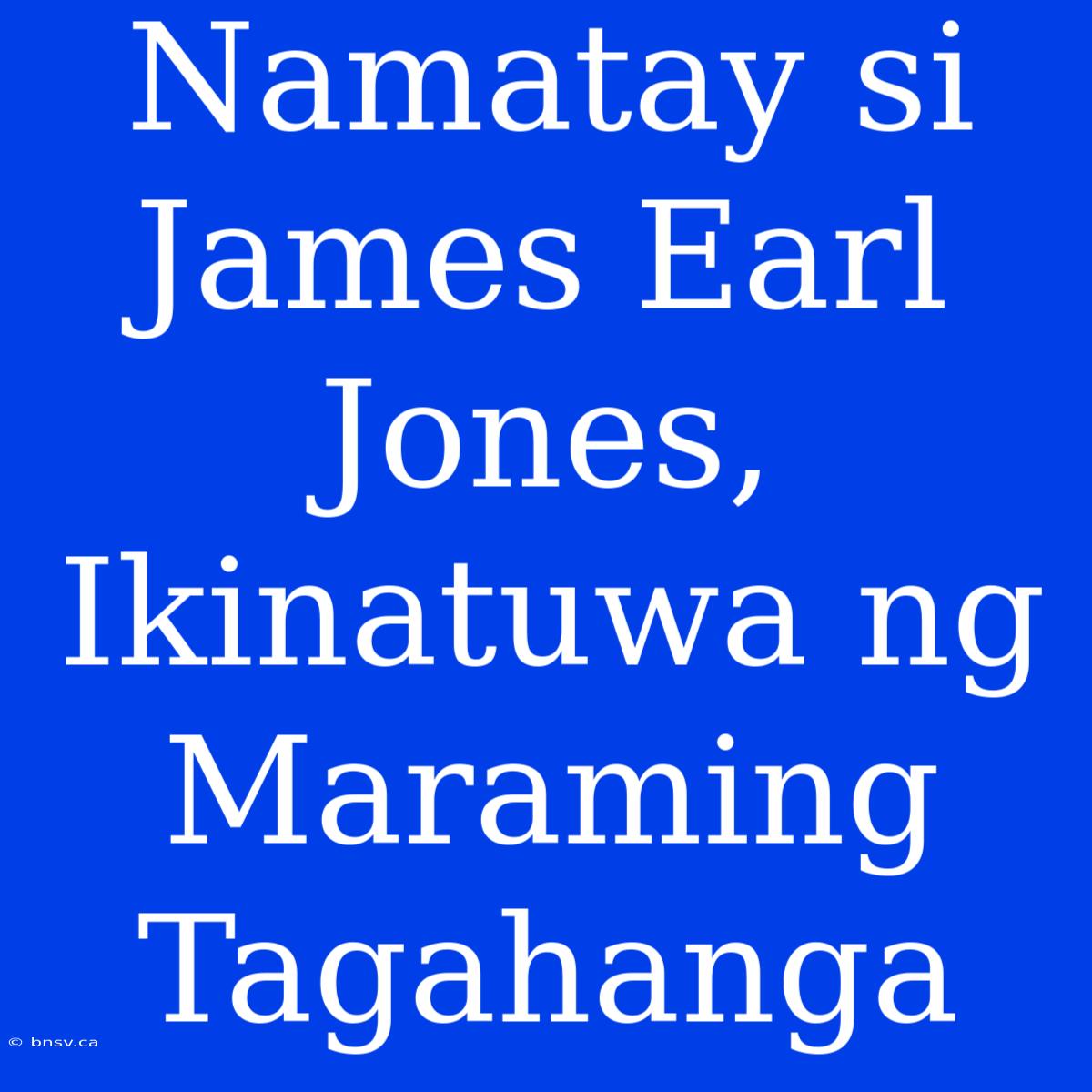 Namatay Si James Earl Jones, Ikinatuwa Ng Maraming Tagahanga