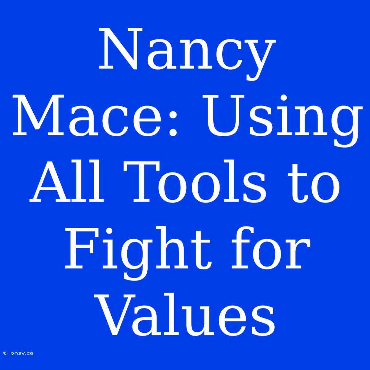 Nancy Mace: Using All Tools To Fight For Values