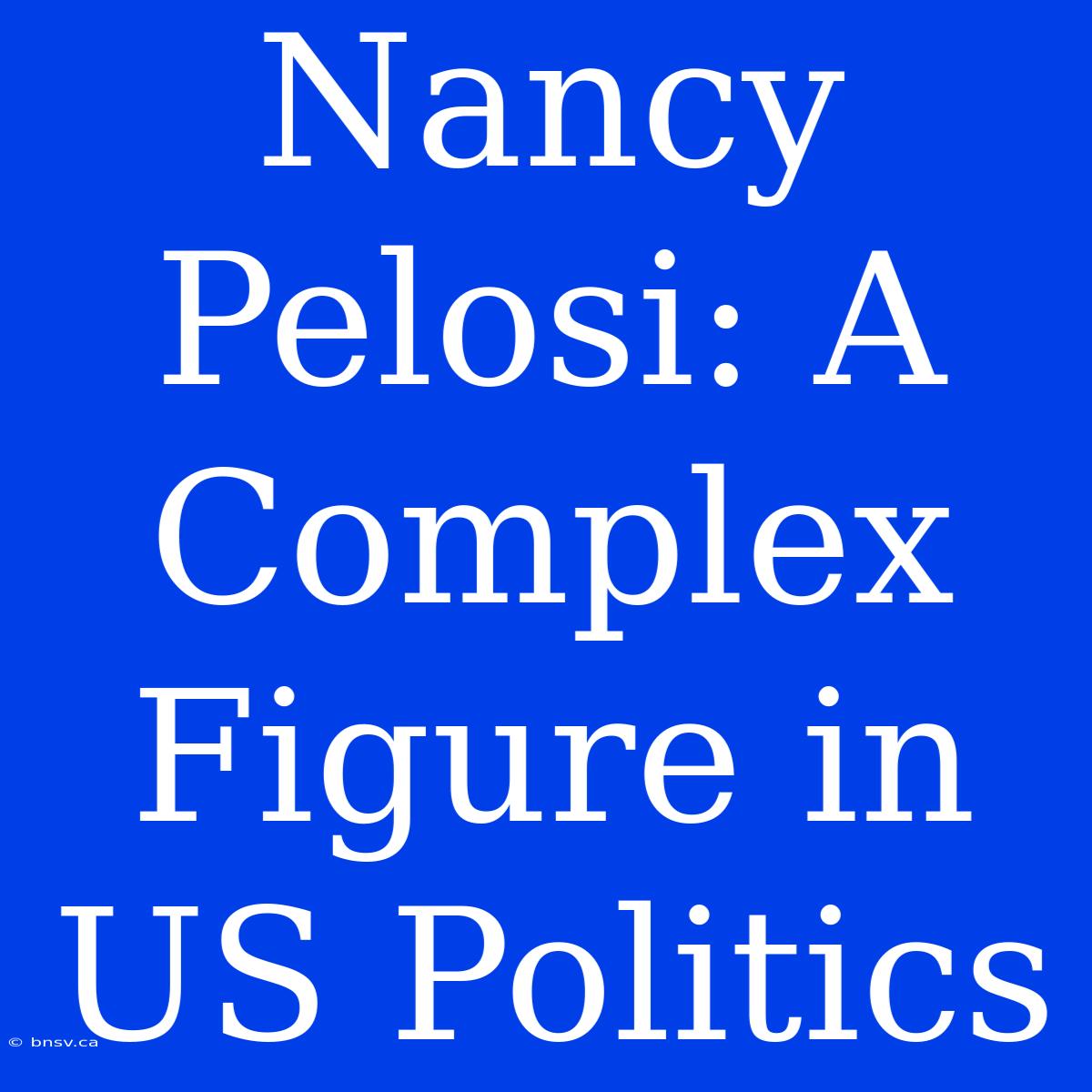 Nancy Pelosi: A Complex Figure In US Politics