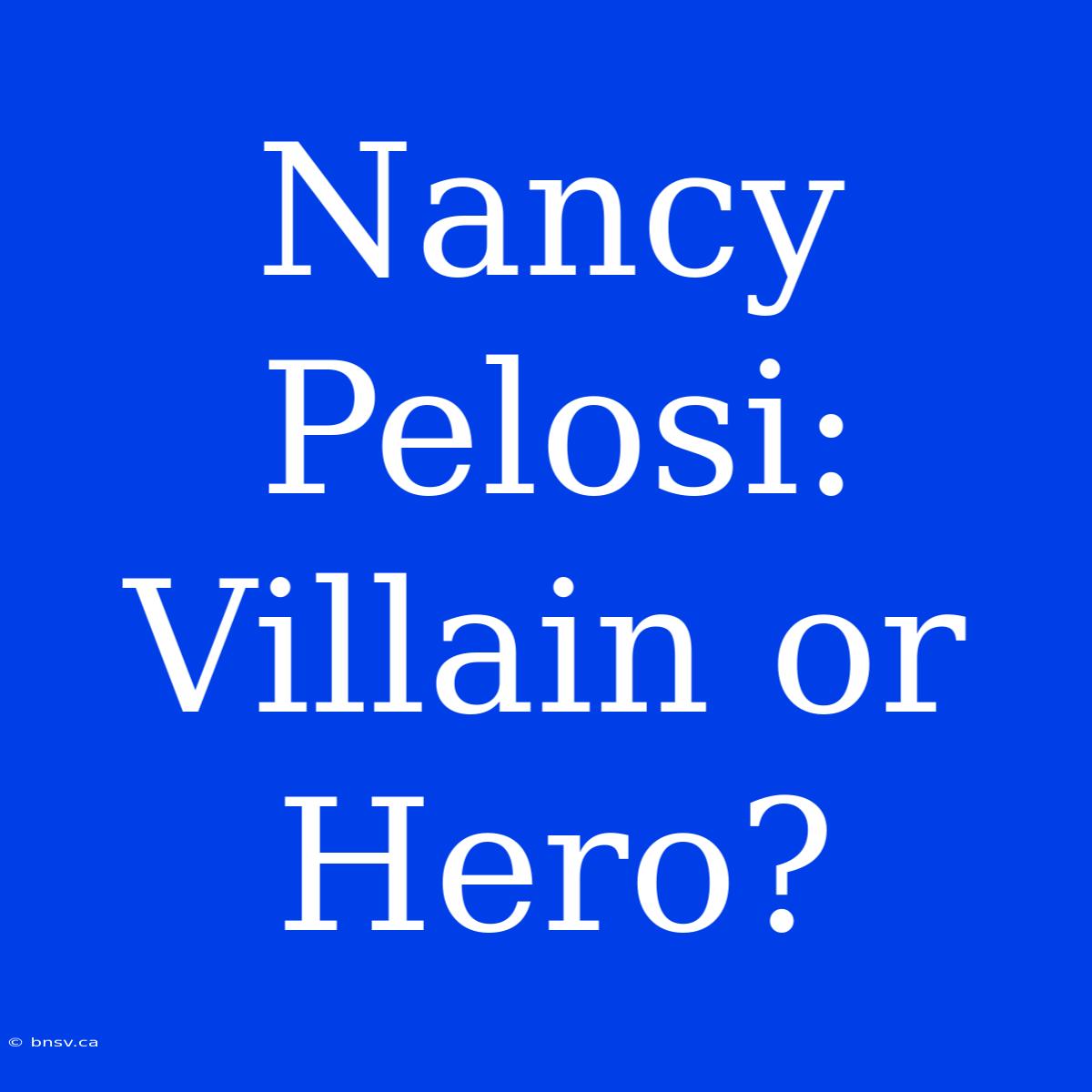 Nancy Pelosi: Villain Or Hero?