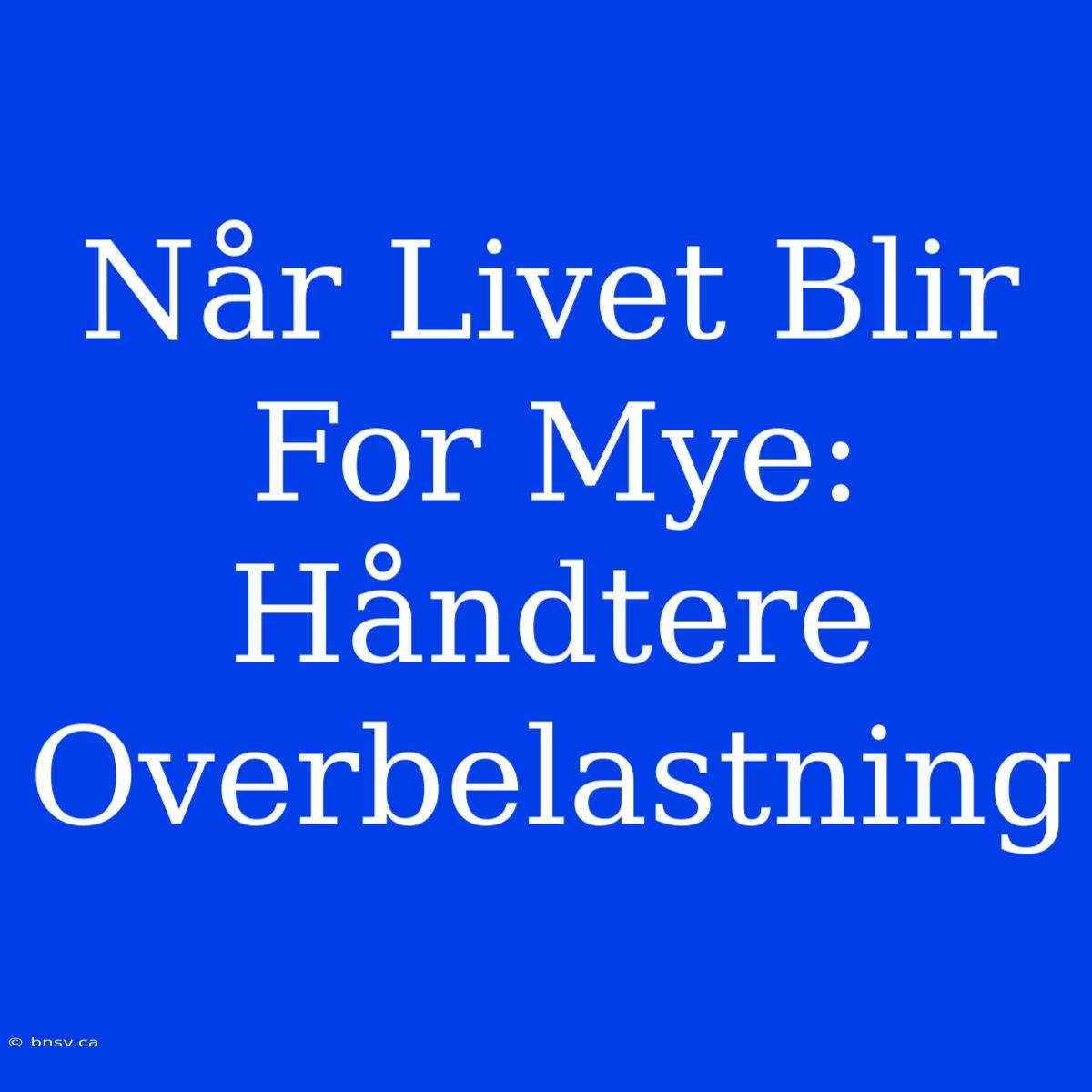 Når Livet Blir For Mye: Håndtere Overbelastning