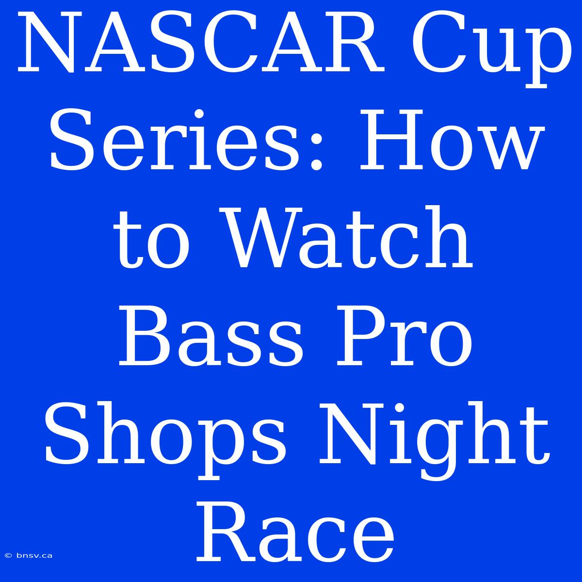 NASCAR Cup Series: How To Watch Bass Pro Shops Night Race