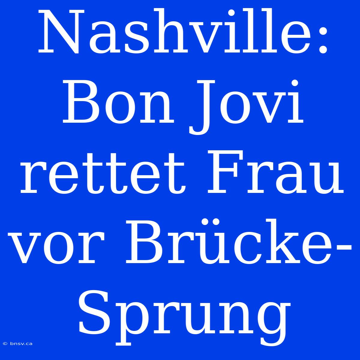 Nashville: Bon Jovi Rettet Frau Vor Brücke-Sprung