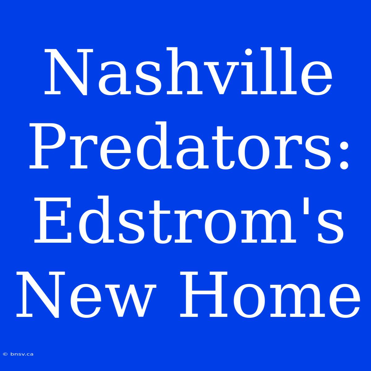 Nashville Predators: Edstrom's New Home