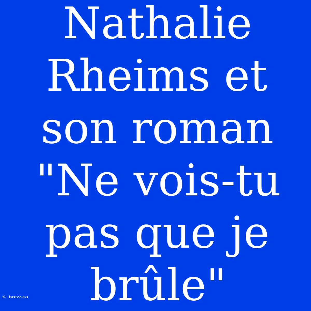 Nathalie Rheims Et Son Roman 