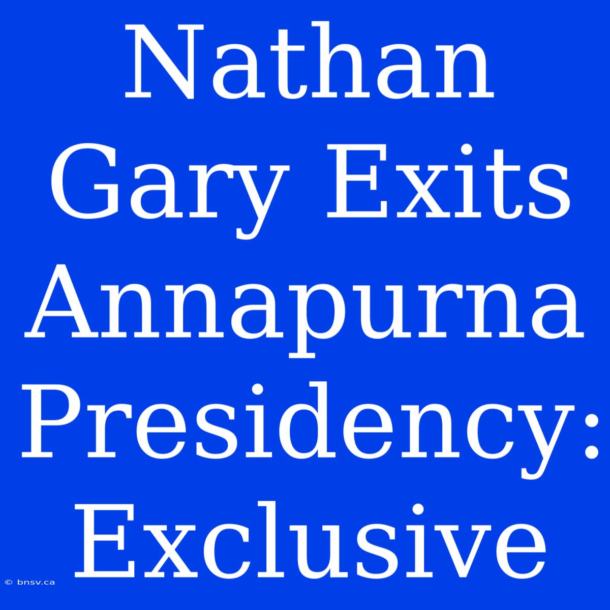 Nathan Gary Exits Annapurna Presidency: Exclusive