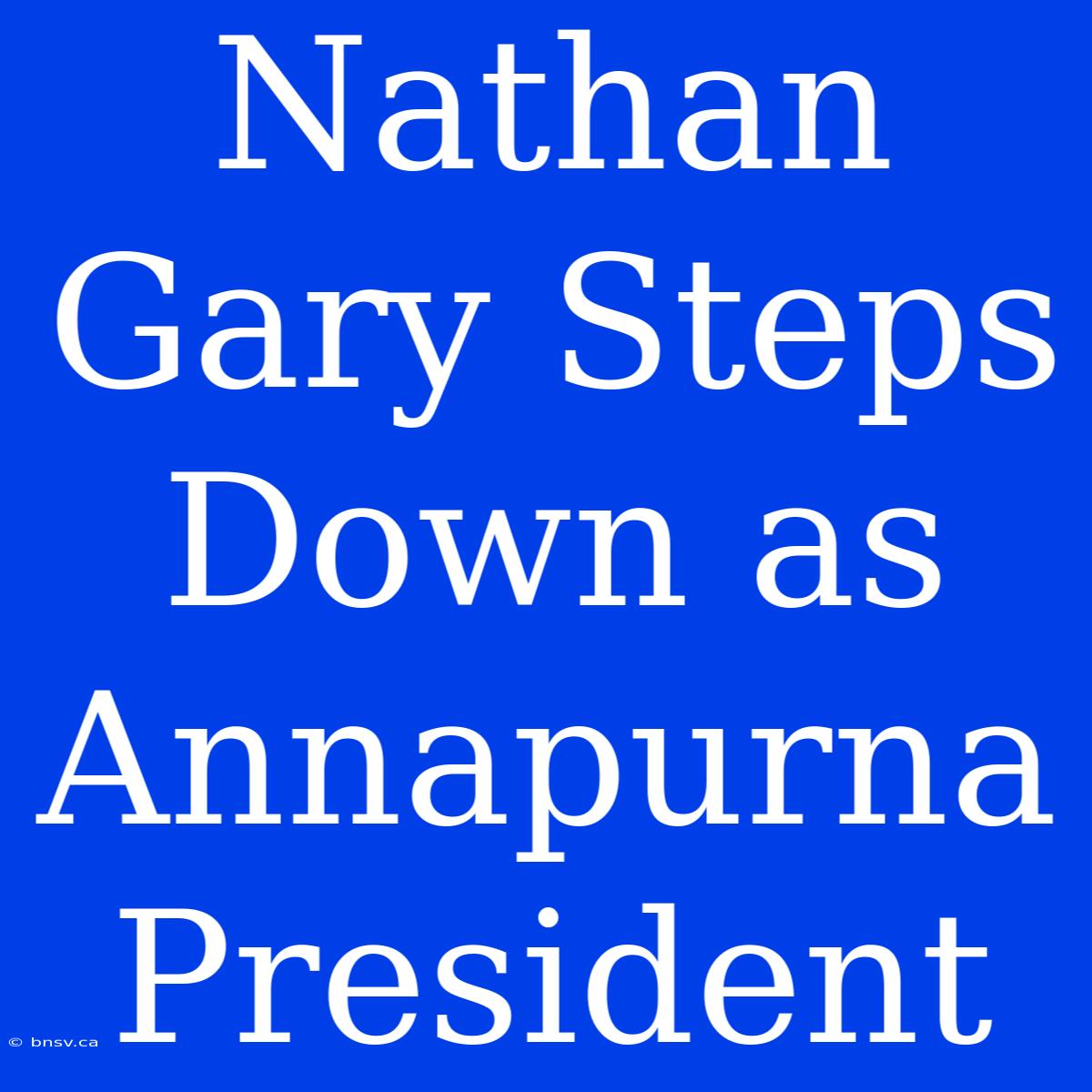 Nathan Gary Steps Down As Annapurna President