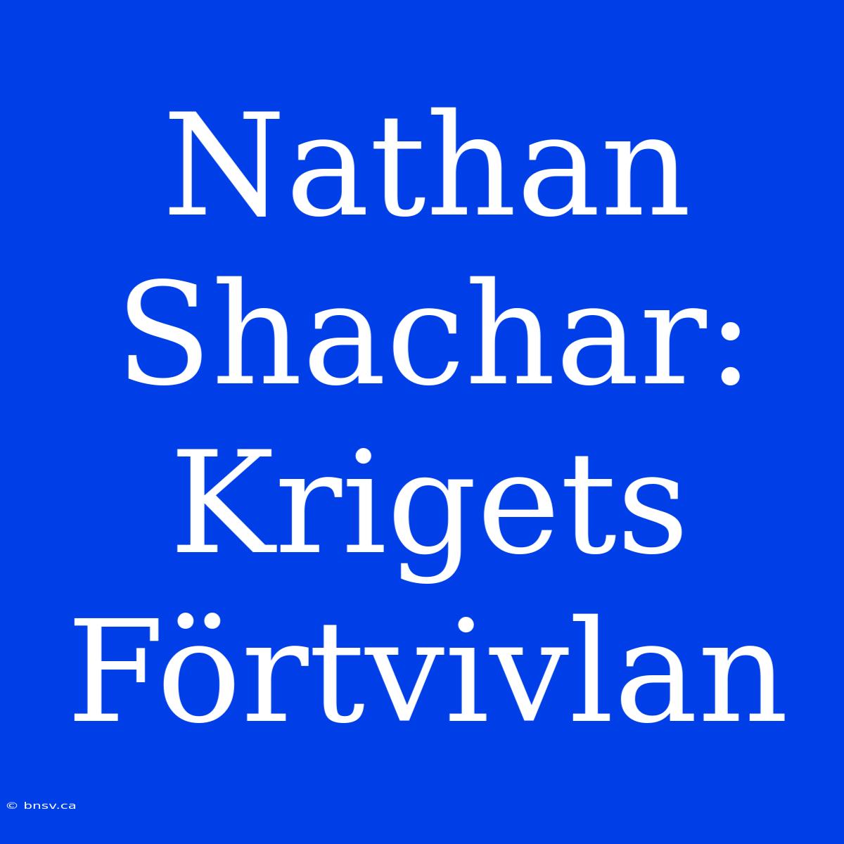 Nathan Shachar: Krigets Förtvivlan