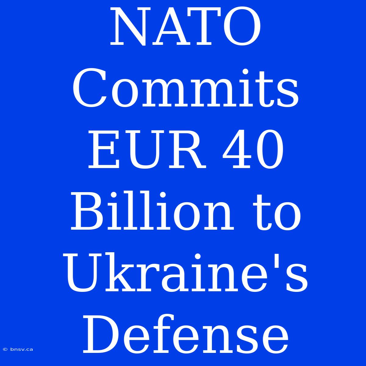 NATO Commits EUR 40 Billion To Ukraine's Defense