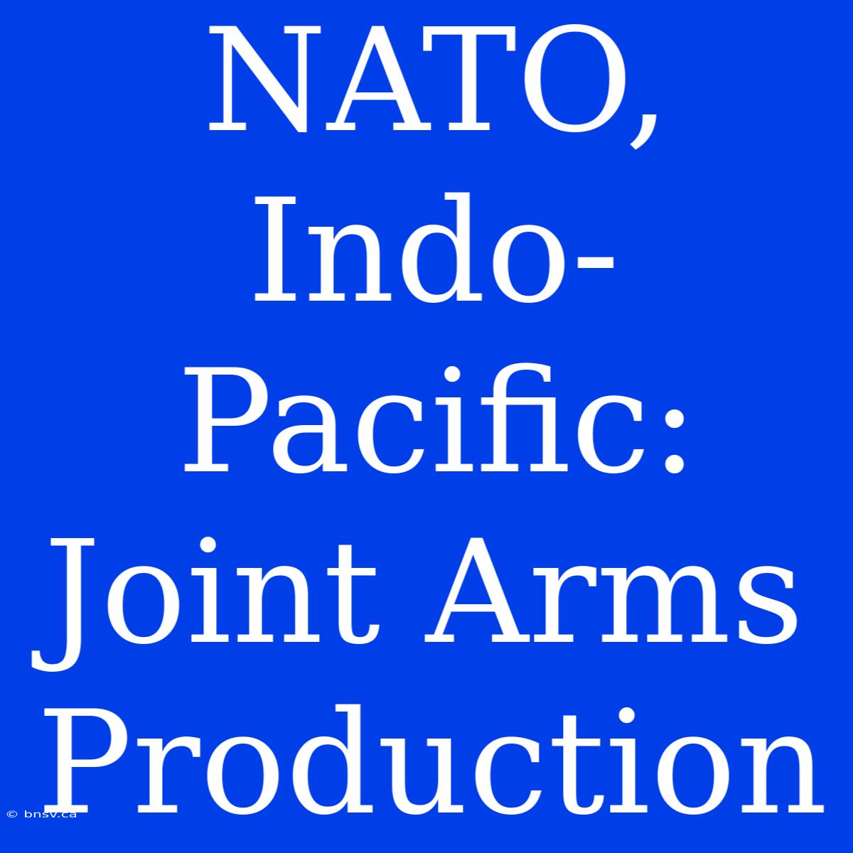 NATO, Indo-Pacific:  Joint Arms Production