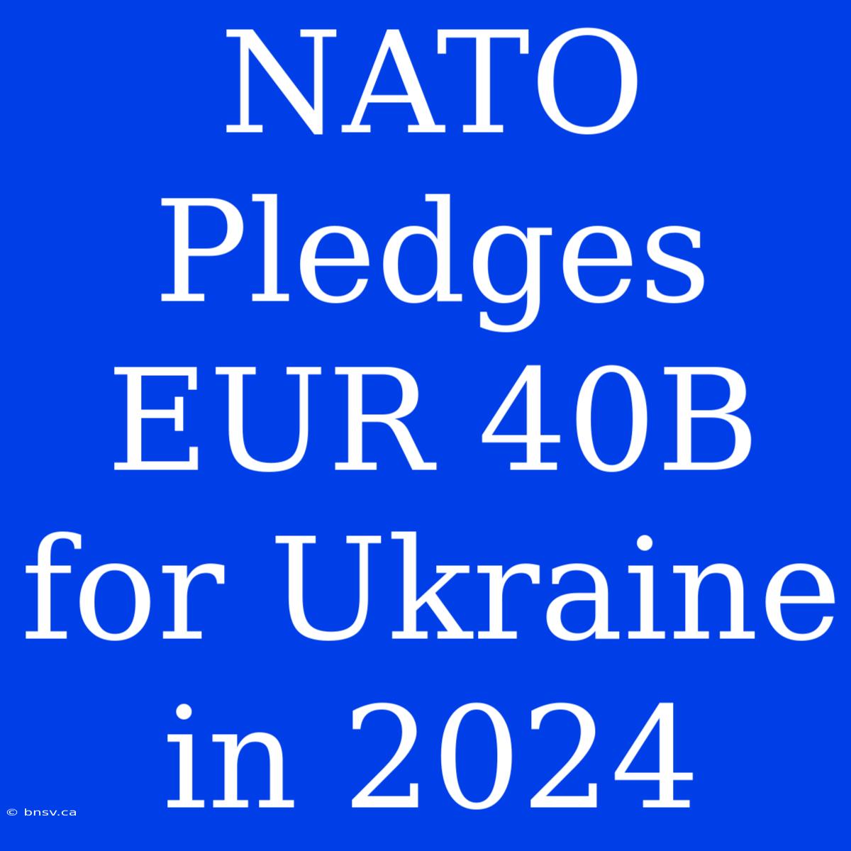 NATO Pledges EUR 40B For Ukraine In 2024