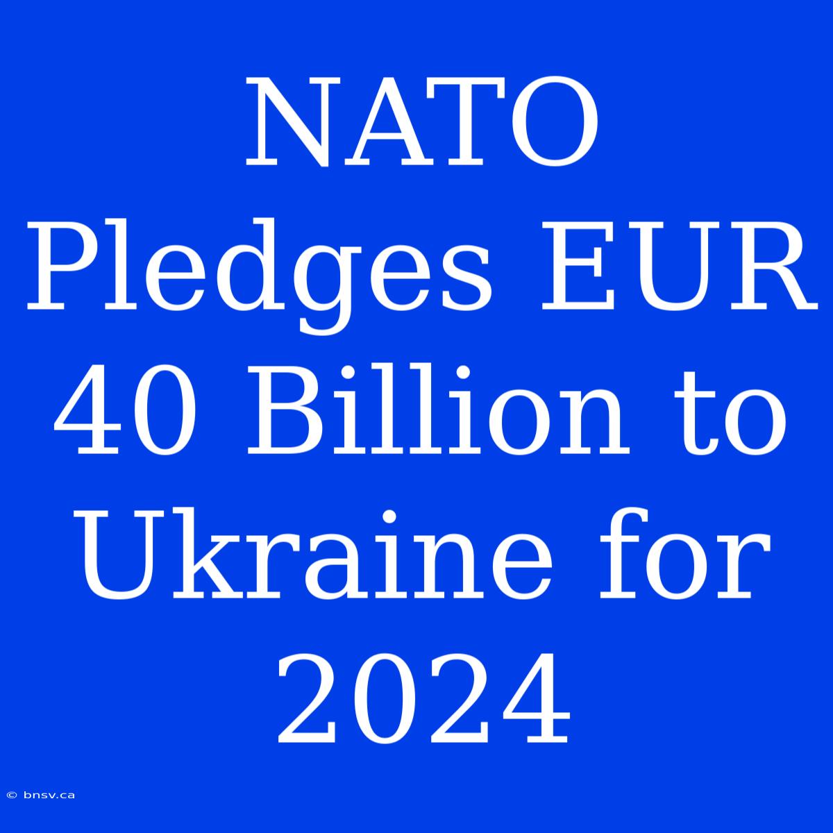 NATO Pledges EUR 40 Billion To Ukraine For 2024