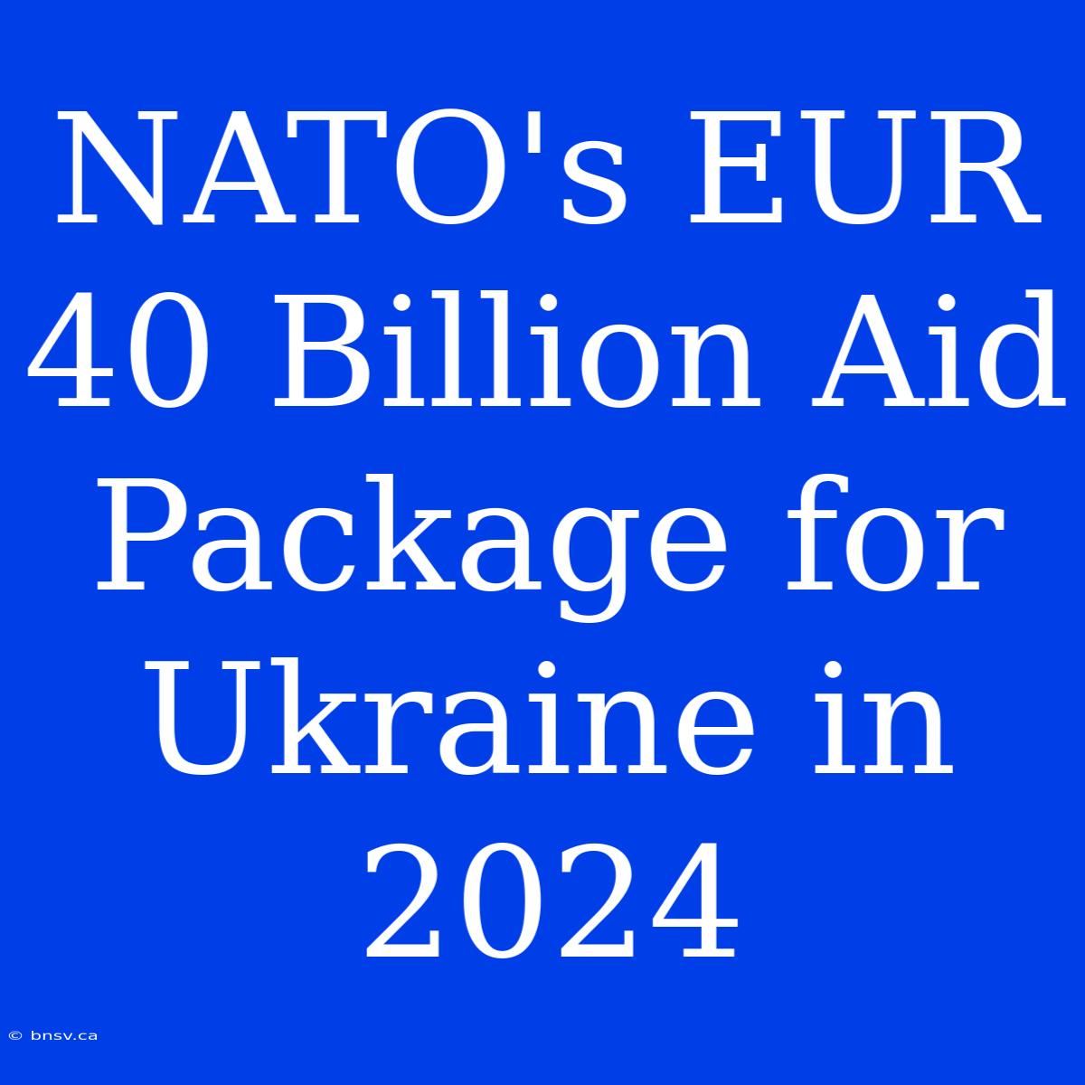 NATO's EUR 40 Billion Aid Package For Ukraine In 2024