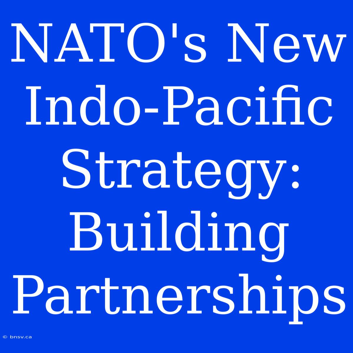 NATO's New Indo-Pacific Strategy:  Building Partnerships