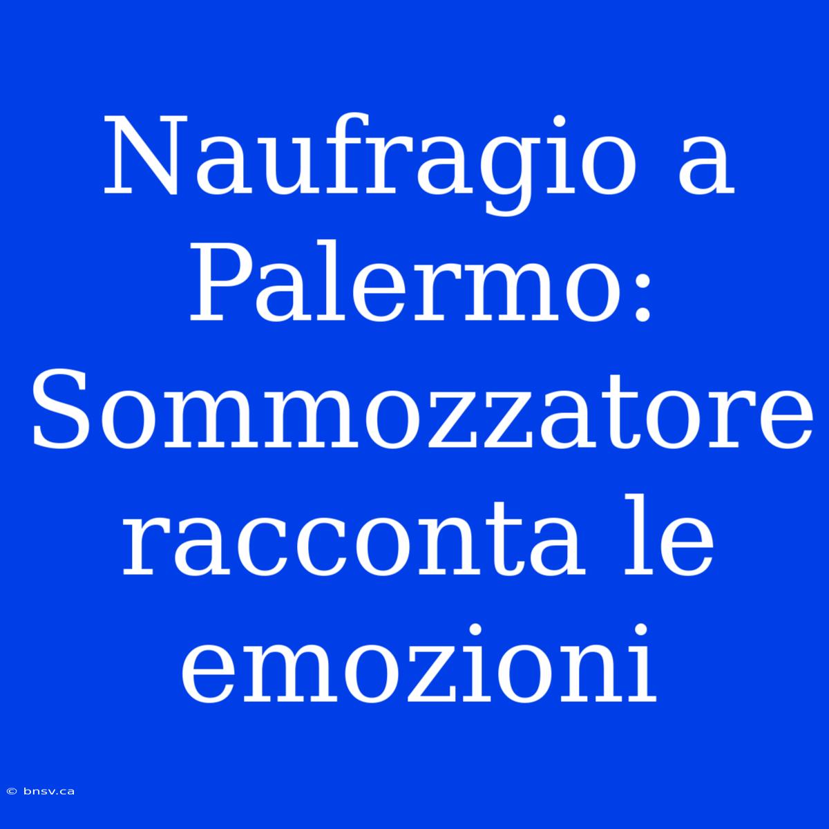 Naufragio A Palermo: Sommozzatore Racconta Le Emozioni