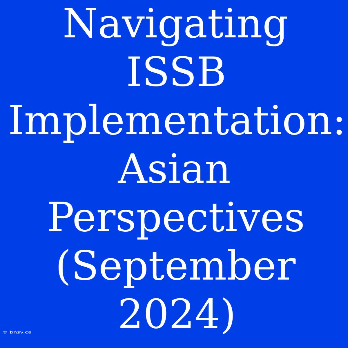 Navigating ISSB Implementation: Asian Perspectives (September 2024)