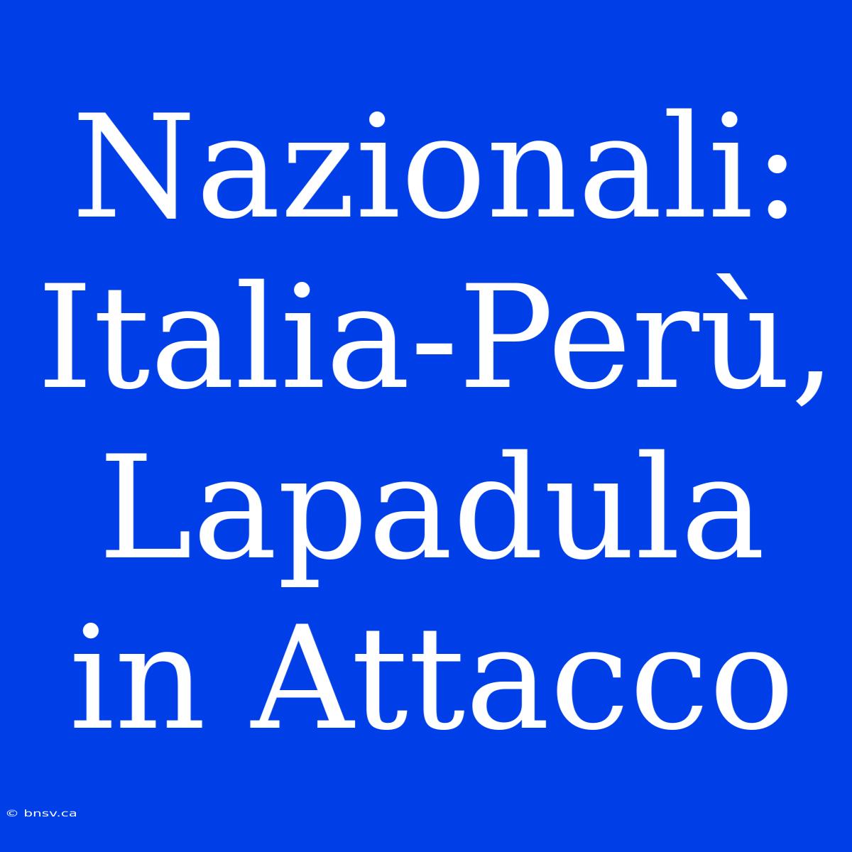 Nazionali: Italia-Perù, Lapadula In Attacco