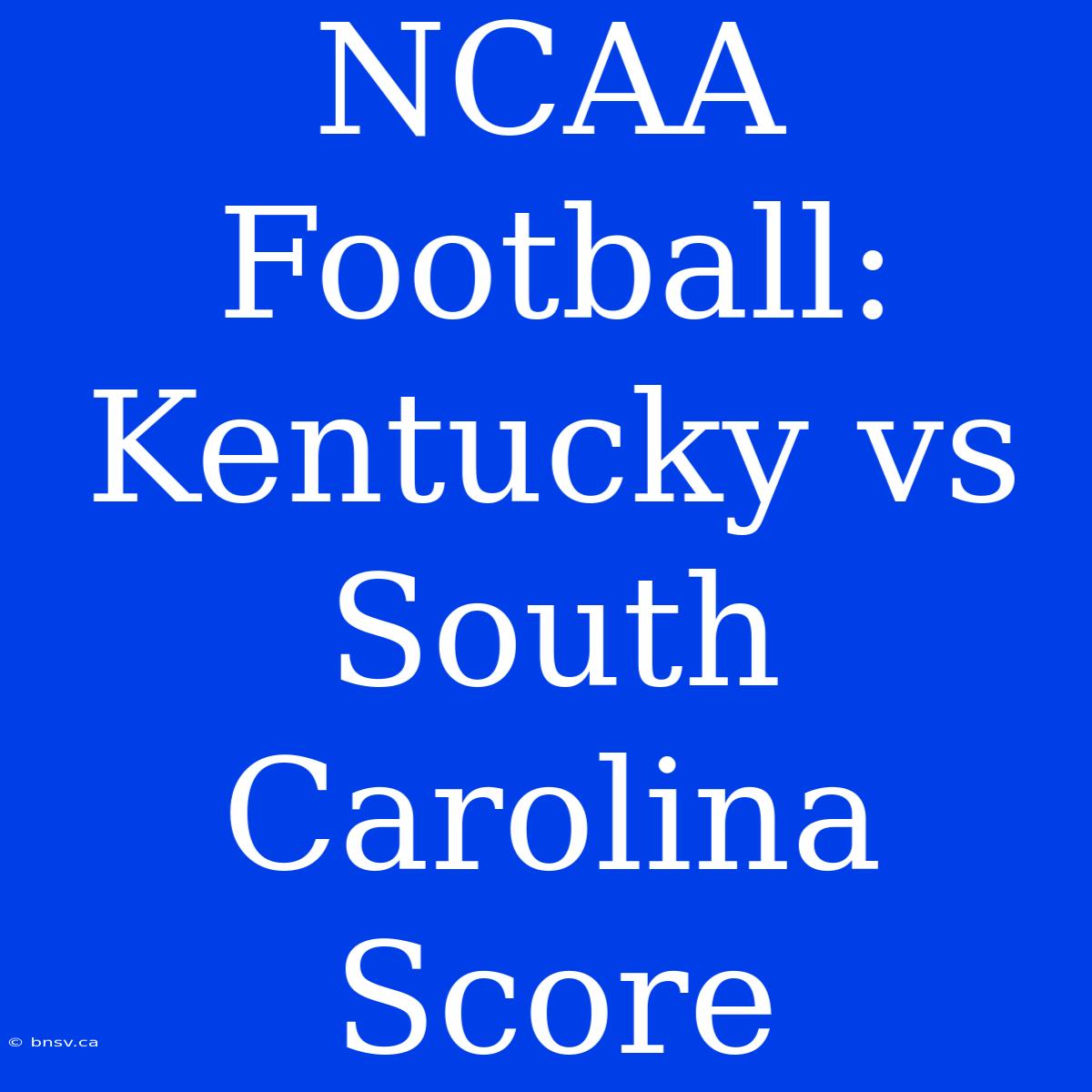 NCAA Football: Kentucky Vs South Carolina Score