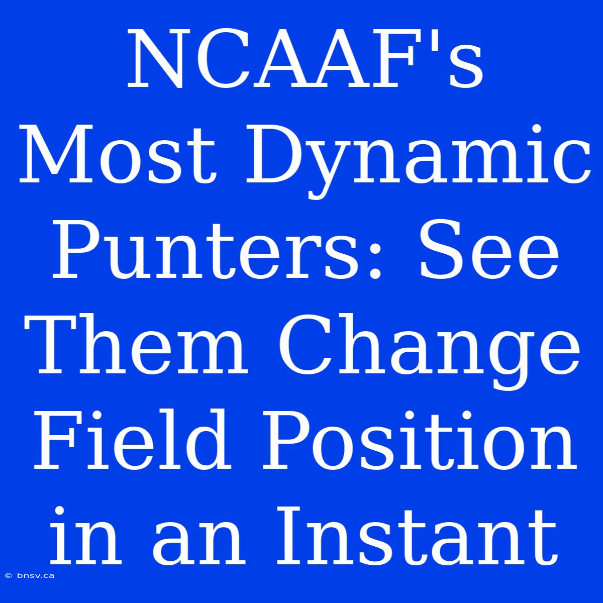 NCAAF's Most Dynamic Punters: See Them Change Field Position In An Instant