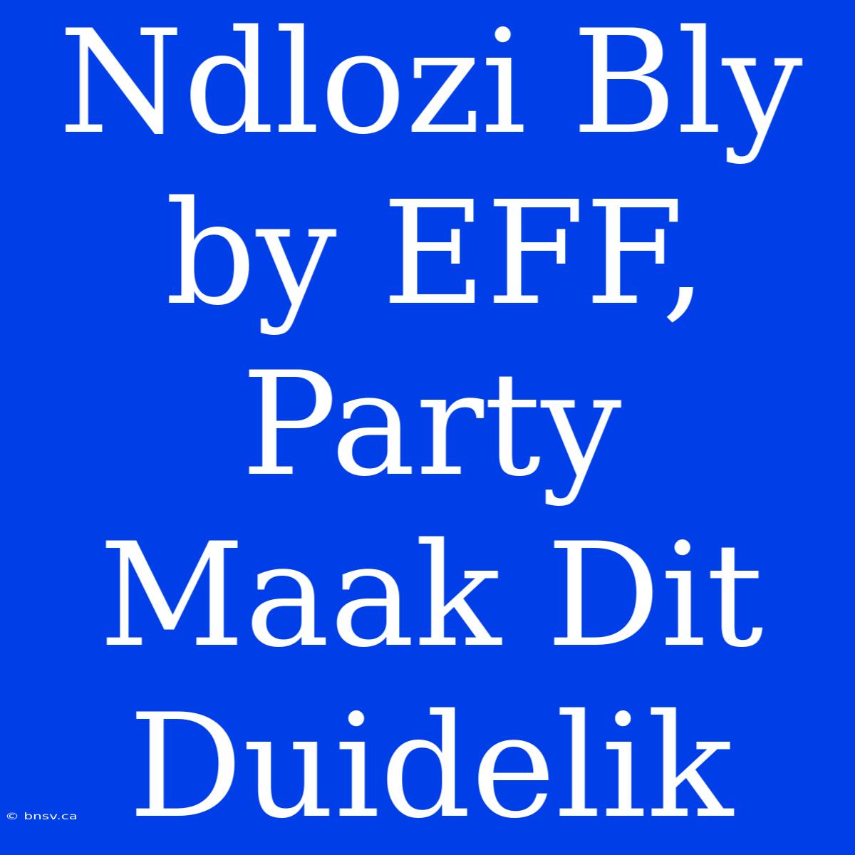 Ndlozi Bly By EFF, Party Maak Dit Duidelik