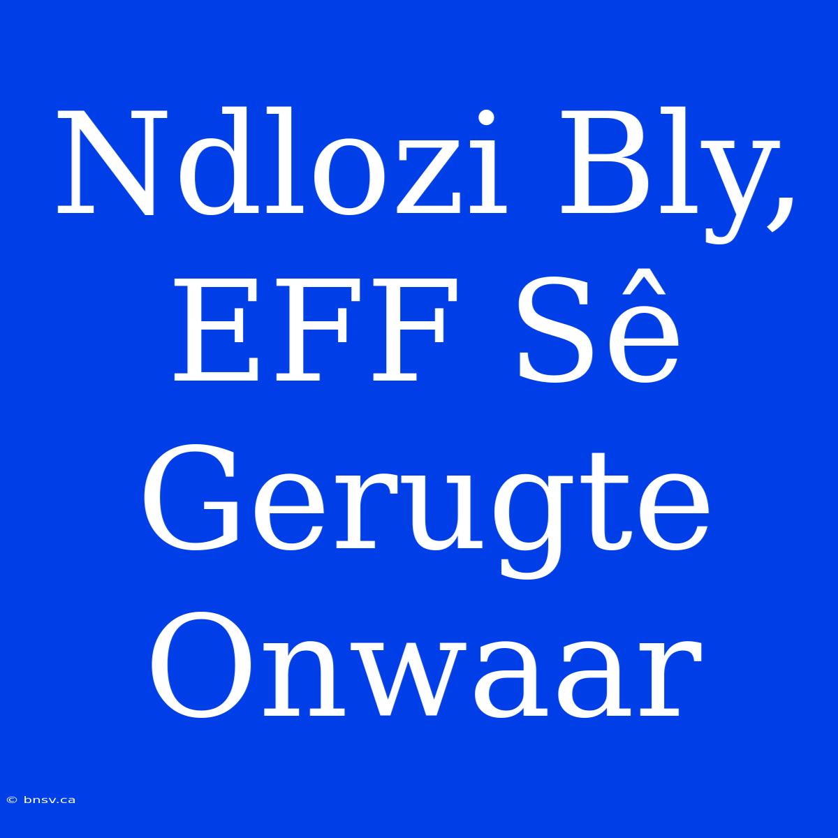 Ndlozi Bly, EFF Sê Gerugte Onwaar