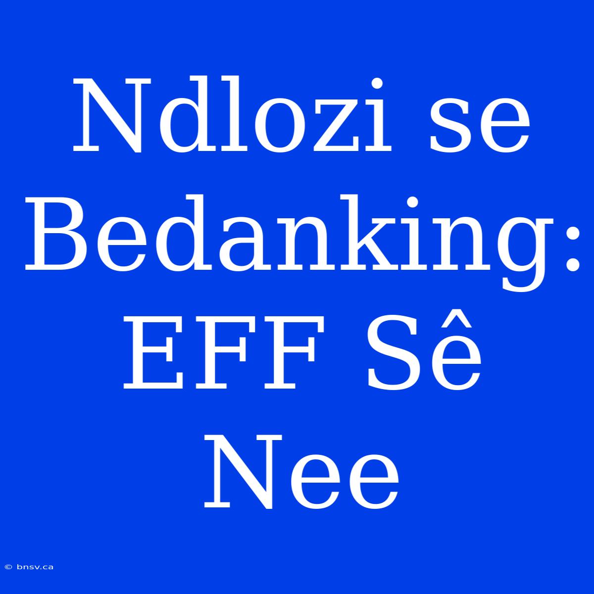 Ndlozi Se Bedanking: EFF Sê Nee