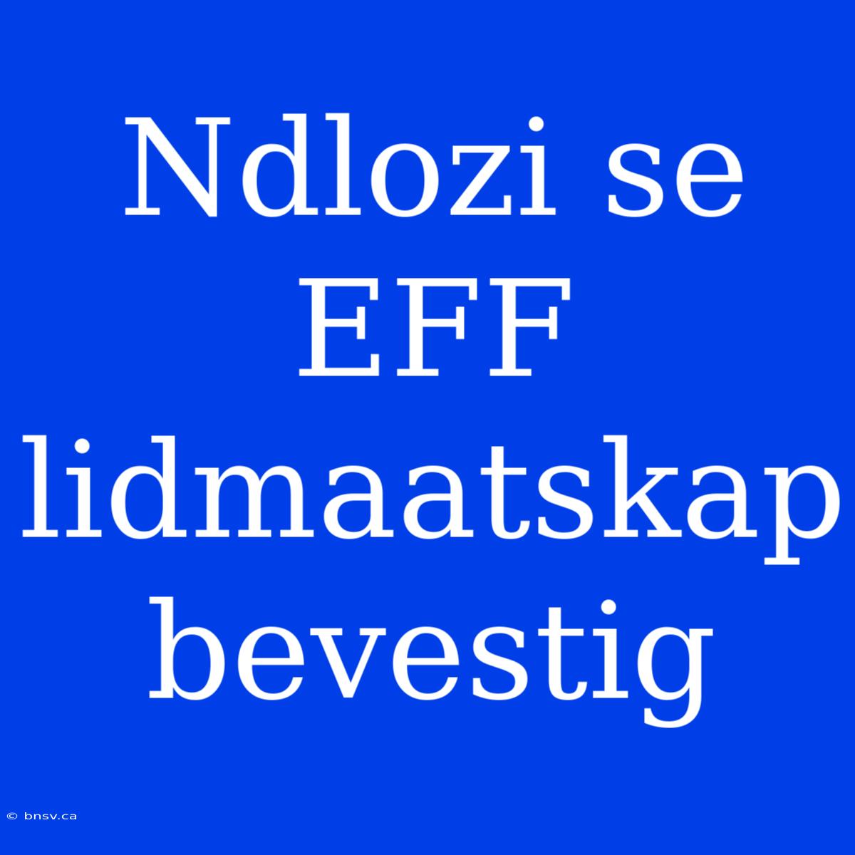 Ndlozi Se EFF Lidmaatskap Bevestig