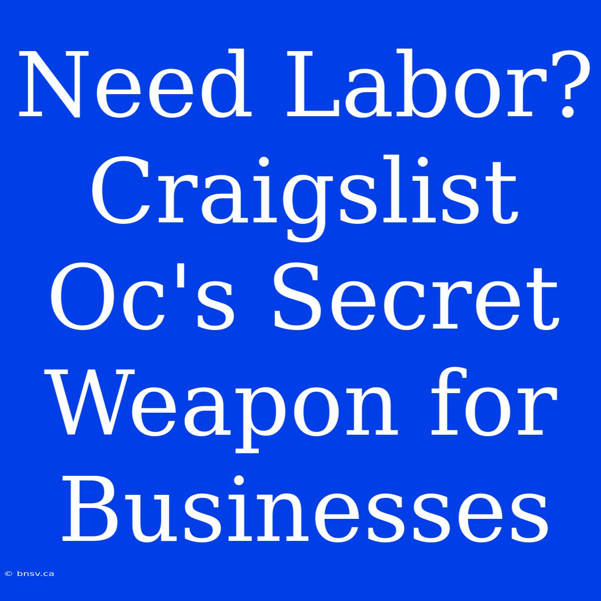 Need Labor? Craigslist Oc's Secret Weapon For Businesses