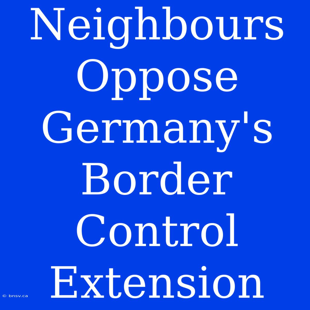 Neighbours Oppose Germany's Border Control Extension