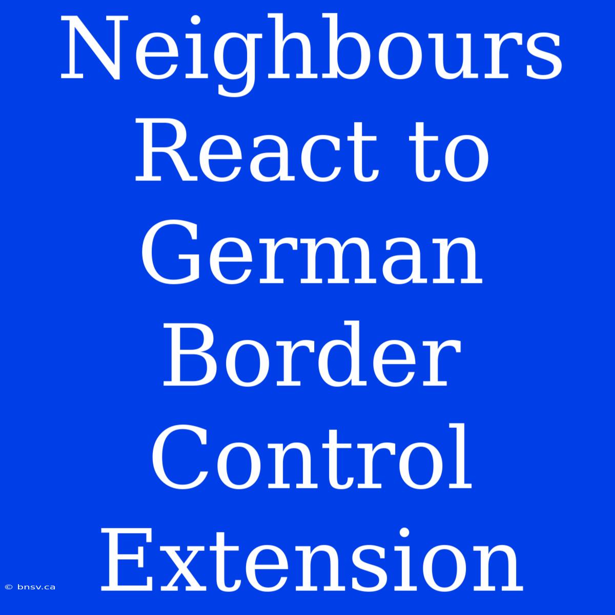 Neighbours React To German Border Control Extension