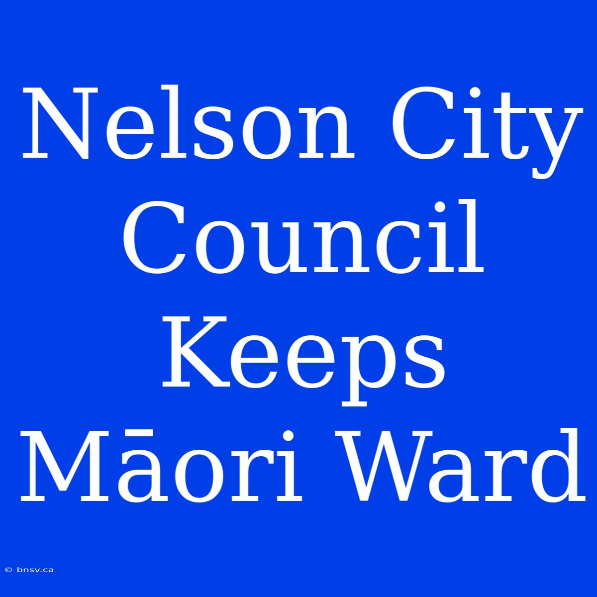 Nelson City Council Keeps Māori Ward