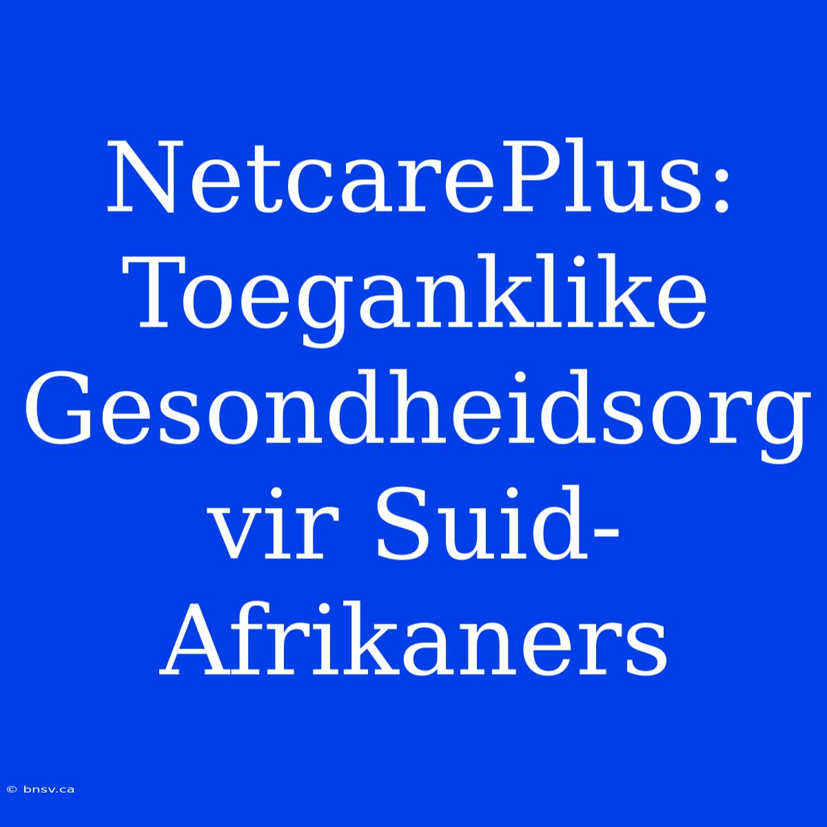 NetcarePlus: Toeganklike Gesondheidsorg Vir Suid-Afrikaners